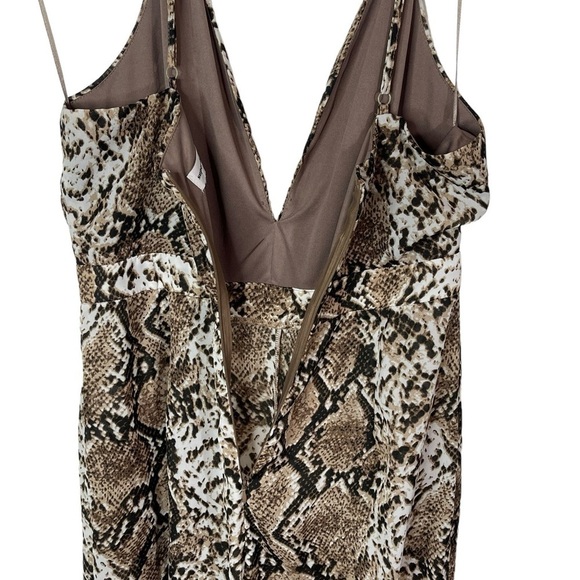 Super Down Snake Print Jumpsuit Plung Neck Line Wide Leg Revolve size Large - Picture 8 of 12